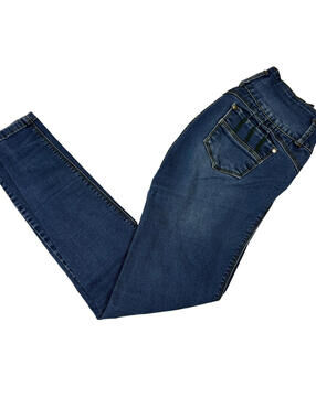 Tissini Womens Jeans Dark Wash Distressed Skinny High Rise Push Up Y2K Size 14